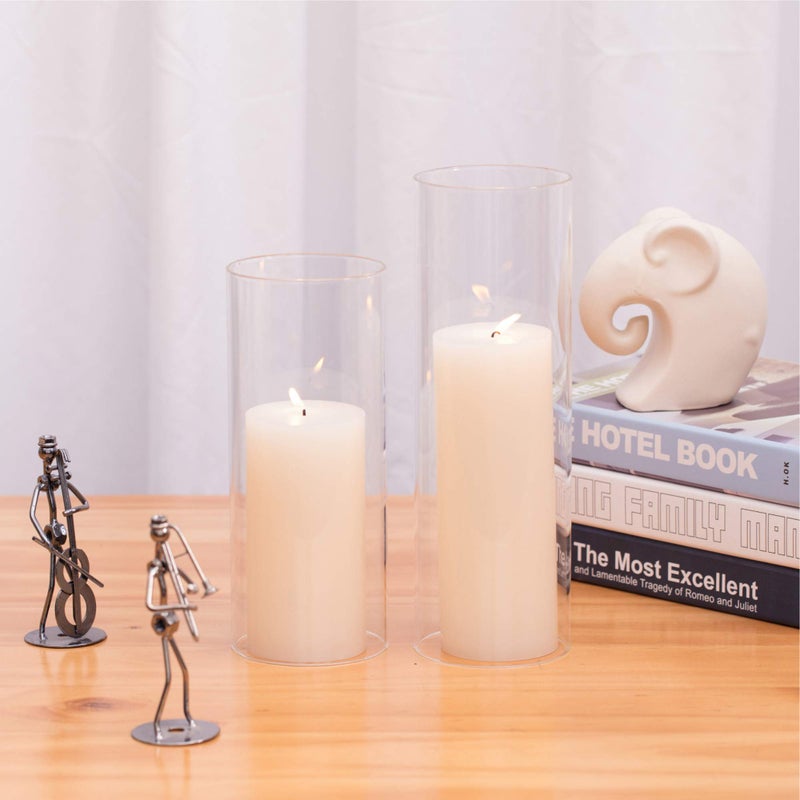 WGVI Hurricane Candle Holder Sleeve  Wide 4""  Height 10""  Clear Glass Cylinder Candleholder  Chimney Tube  Open Ended Candle Shade  1 Piece - Image 5